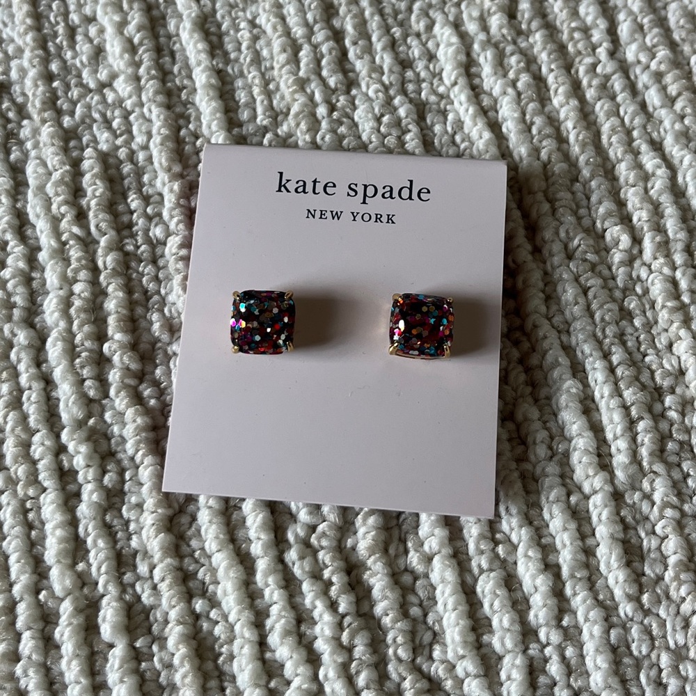 Kate spade multicolor glitter gold stud earrings